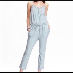 Pale wash old navy denim jumpsuit